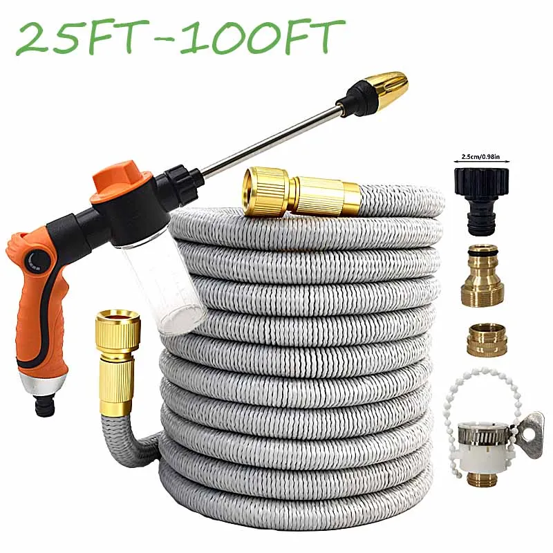 

Flexible Expandable Garden Hose With Multi-Function High-Pressure Nozzle Foam Water Gun, Mainly Used For Outdoor Cleaning Tools