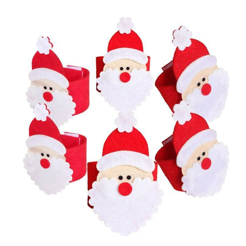 4 Pcs Christmas Napkin Rings Set Napkin Ring Holder Santa Belt Home Xmas Banquet Party Table Decoration