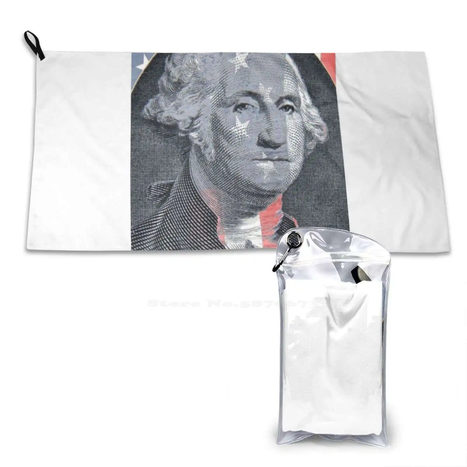 George Washington And Stars And Stripes Fashion Soft Bath Towel Quick Dry Usa United States Of America American Flag Dollar