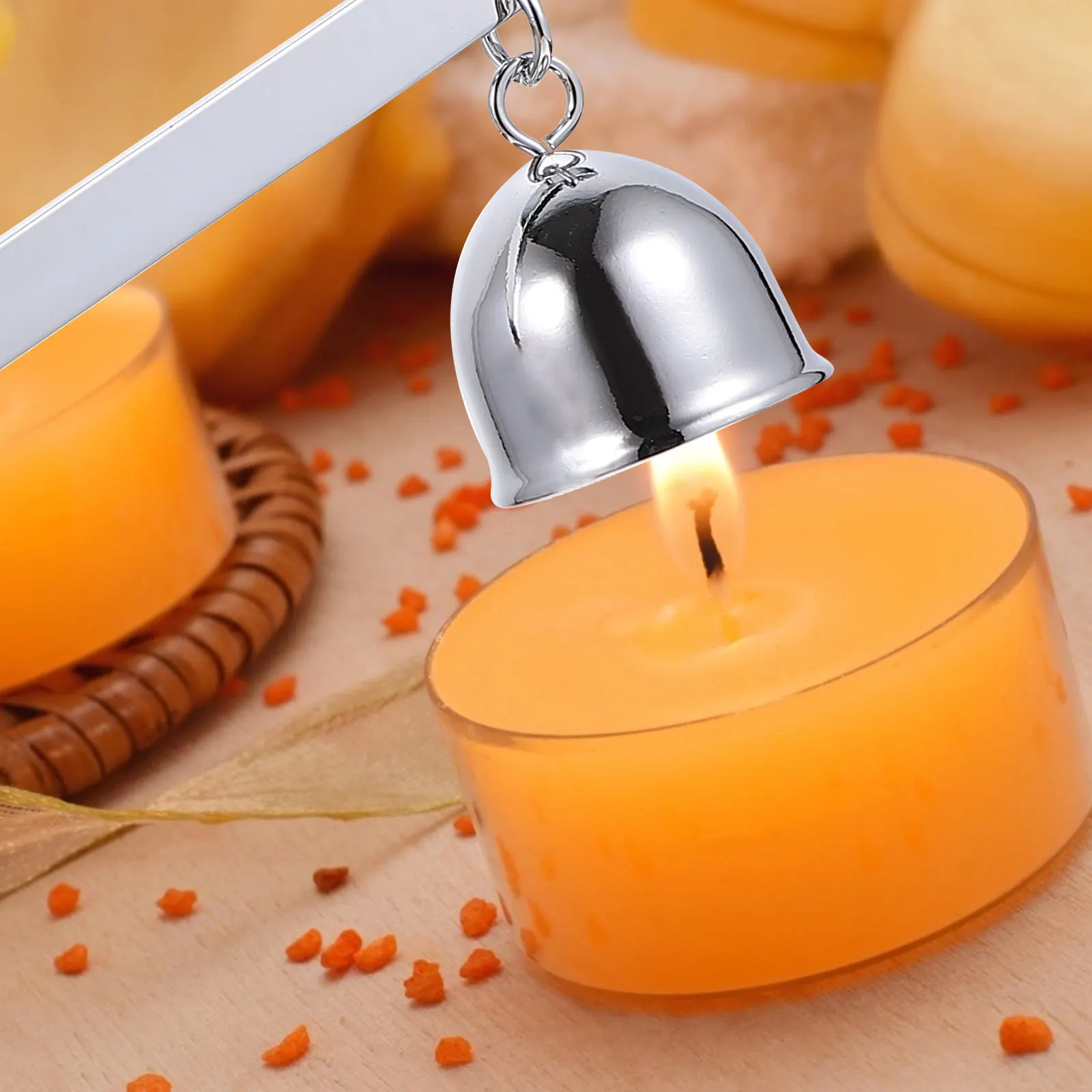 1Pcs Snuffer Stainless Steel Long Handle Bell Shaped Head Practical Tool for Tapered Dinner Candles Wick Cover