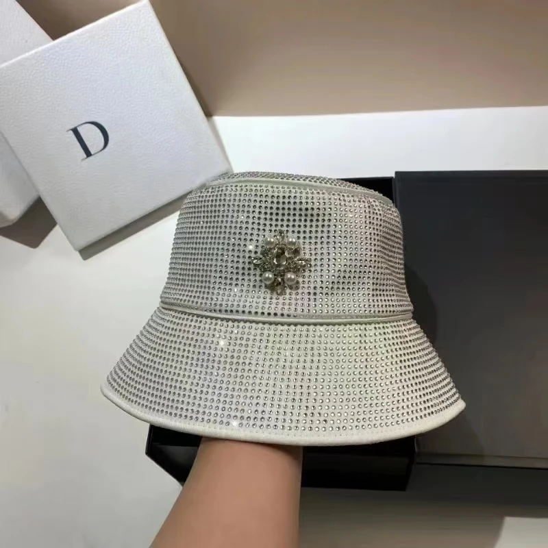 

Women summer all diamond fisherman hat European and American retro court style basin hat outdoor outing sun shading leisure hat