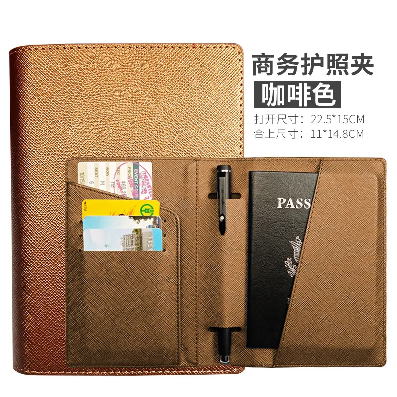 Funda de cuero con banda elástica para pasaporte, bloqueo RFID para tarjetas, soporte para pasaporte de viaje, BILLETERA, organizador de documentos, estuche para hombres y mujeres