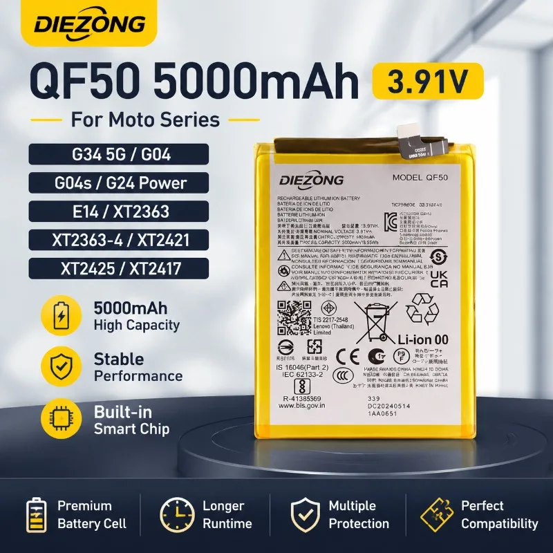 Hot Sale QF50 5000mAh 3.91V Mobile Phone Battery for Moto G34 5G G04 G04s G24 Power E14 XT2363  XT2363-4 XT2421 XT2425 XT2417