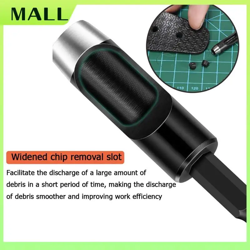

MALL 6Pcs Hollow Punch Kit Drill Bits -Leather Hole Punch Tool Flexible Drill Bit Extension Hexagonal Handle Drill Bit Set Kit