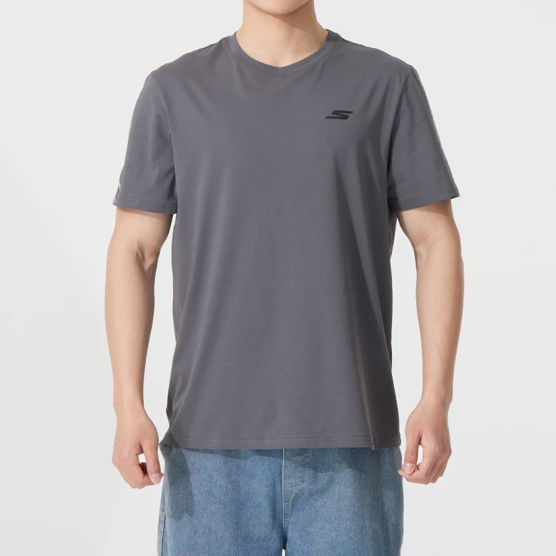 

Мужская трикотажная футболка Skechers с круглым вырезом и короткими рукавами, свободная мужская спортивная повседневная одежда с круглым вырезом P225M270-00Z8