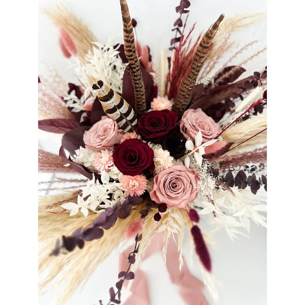 

Dried Flowers,Dusty Rose, Blush,Burgundy Pampas Grass Bouquet,Bride and Bridesmaids,Wedding Flowers