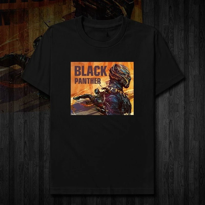 

Marvel Genuine Authorized High-quality TASK Black Panther Hero Avengers Printed T-shirt Men's and Women's Short Sleeves