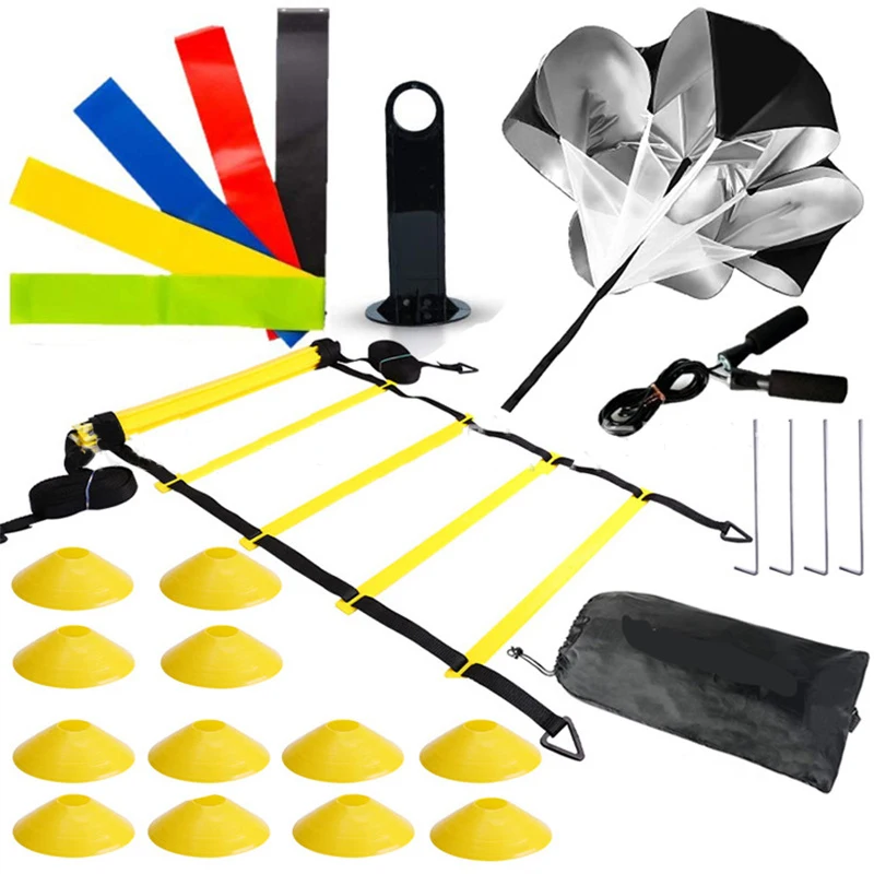 Football Training Set Resistance Umbrella Agile Ladder Sign Disc Speed Agility Training Kit Sports Footwork Accessories