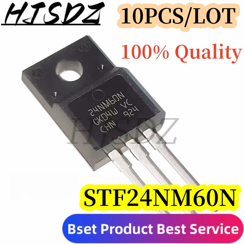 10PCS/LOT 100% Quality 24NM60N STF24NM60N  Transistor MOSFET de Canal N TO-220