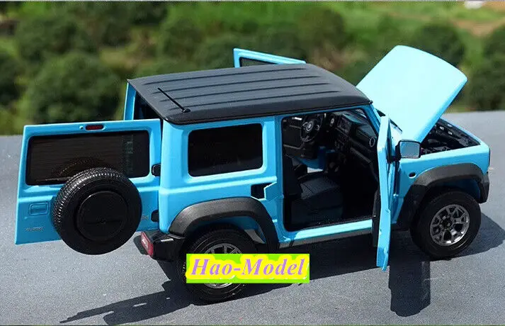 Carro LCD para suzuki jimny, 1:18, feito de liga metálica, modelo fundido, brinquedos para meninos, presentes de aniversário, exibição hobby, enfeites de coleção, azul