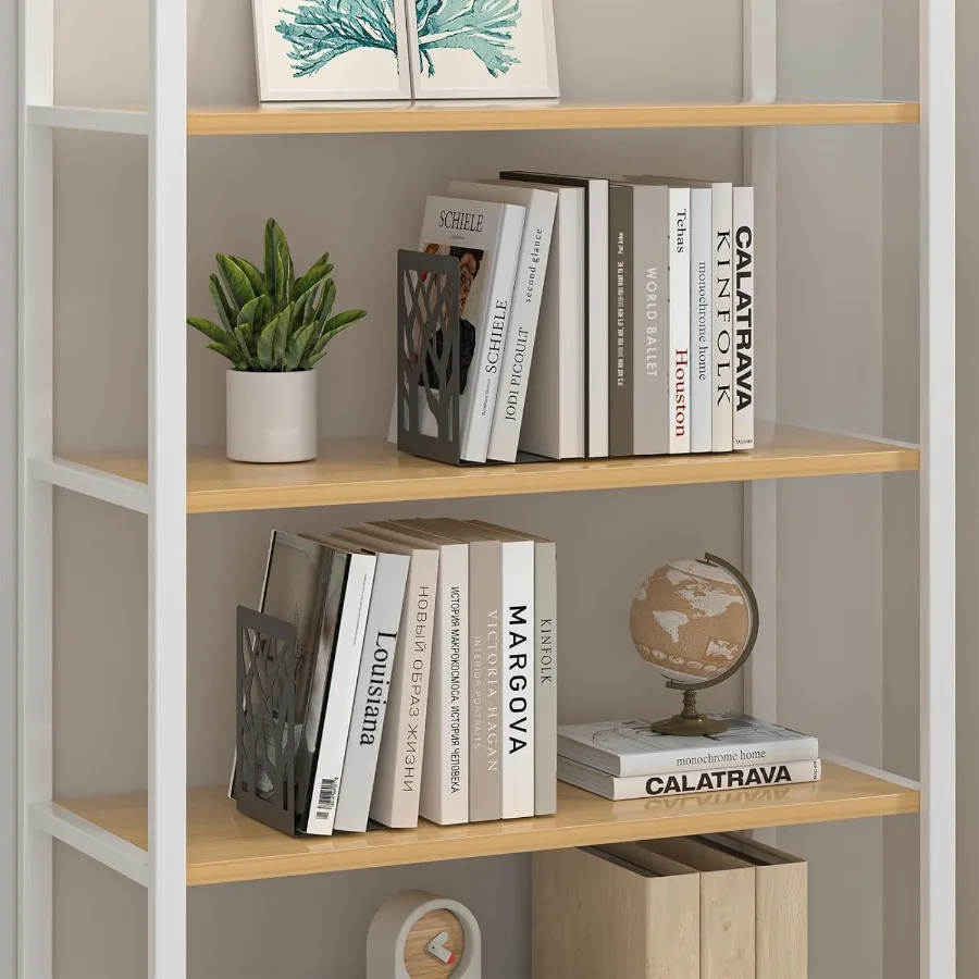 Bookends 4 Pieces Tree Design Modern Metal Bookends for Shelves Black Tree Book Ends tive Book Organizer for Desk tive Shelve B