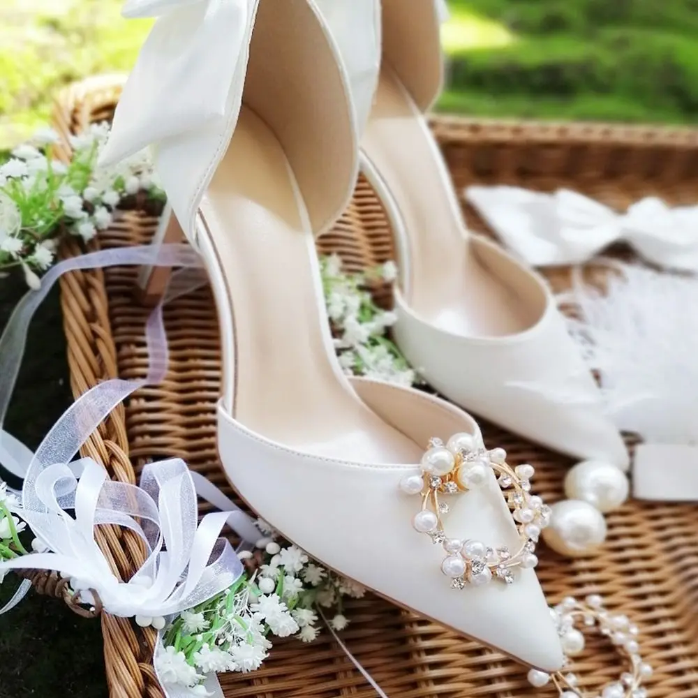 Temperament Detachable Shoe Accessories Pearl Rhinestone Shoe Buckle Bridal Shoes Flower High Heels Buckle High Heels Jewelry