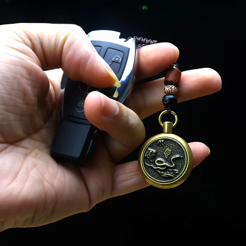 

Creative Zodiac Guardian Buddha Copper Keychain Pendant For Car Protection Good Luck Symbols Metal Craftsmanwork Art