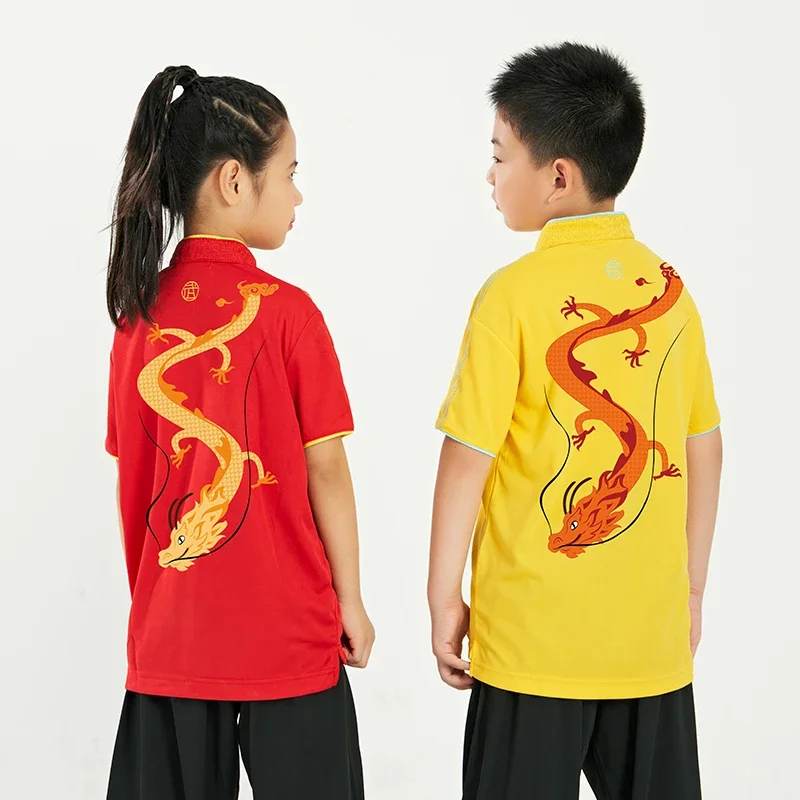 Kun Master adulti e bambini elastico Wushu abbigliamento uniforme di arte marziale vestito Kung Fu Tai Chi vestiti stampa drago 2023 nuovo