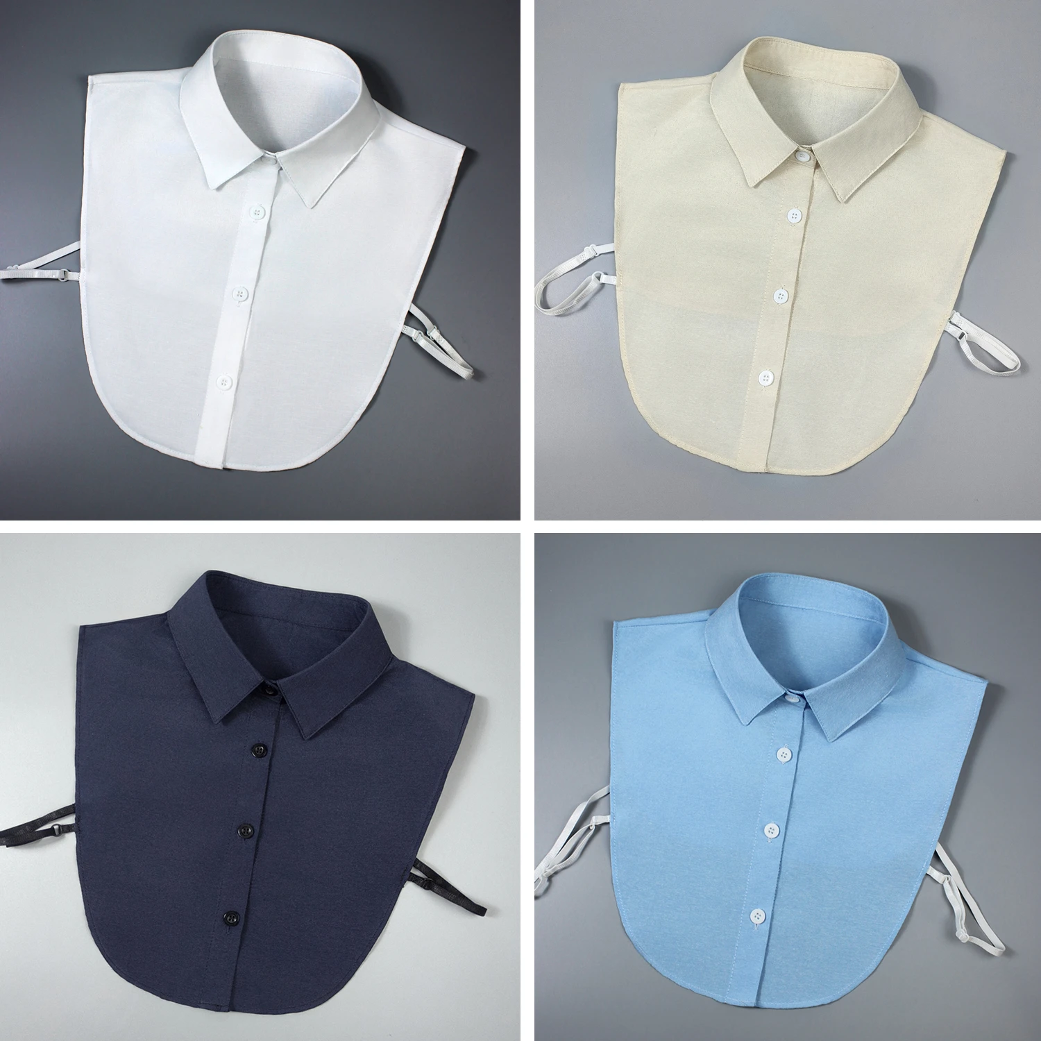 Un cuello falso de mezcla confeccionado en tela Oxford, cómodo y transpirable, práctico, versátil para damas, disponible en m