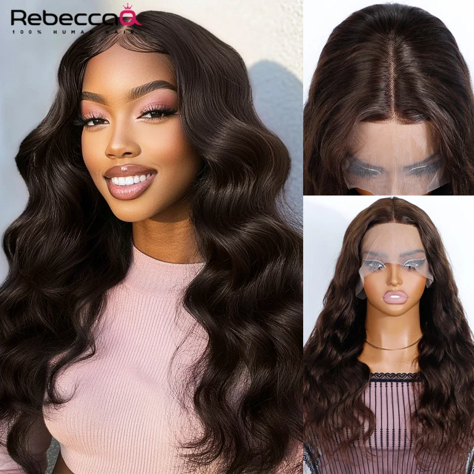 

Brown Color Body Weave Wig Human Hair Body Wave 13x6x1 Lace Frontal Wigs Transparent Preplucked Brazilian Human Hair 180 Density