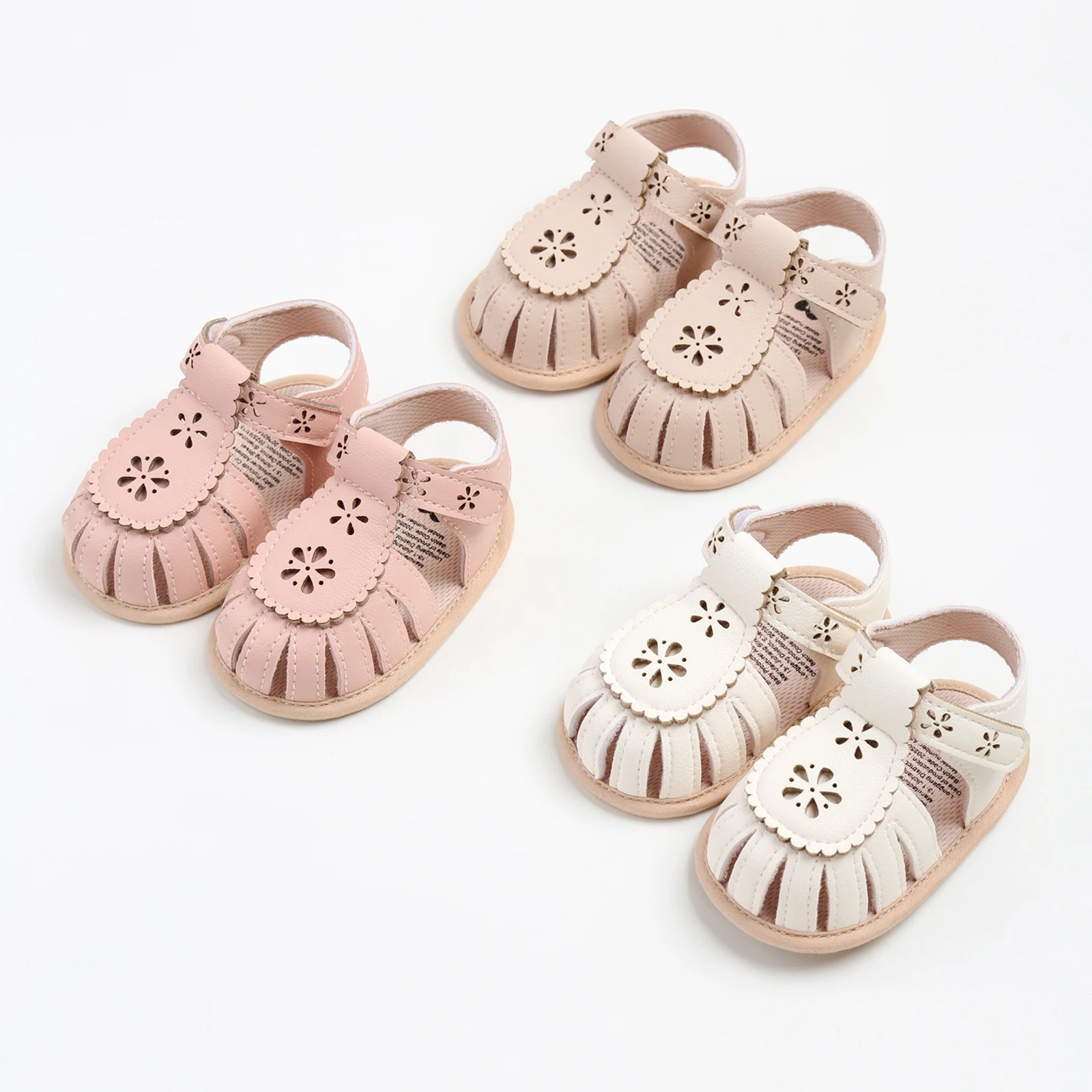 

VISgogo Baby Girls Summer Sandals Cutout Flower Closed-Toe Soft Sole Flats Walking Shoes for Toddler Newborn