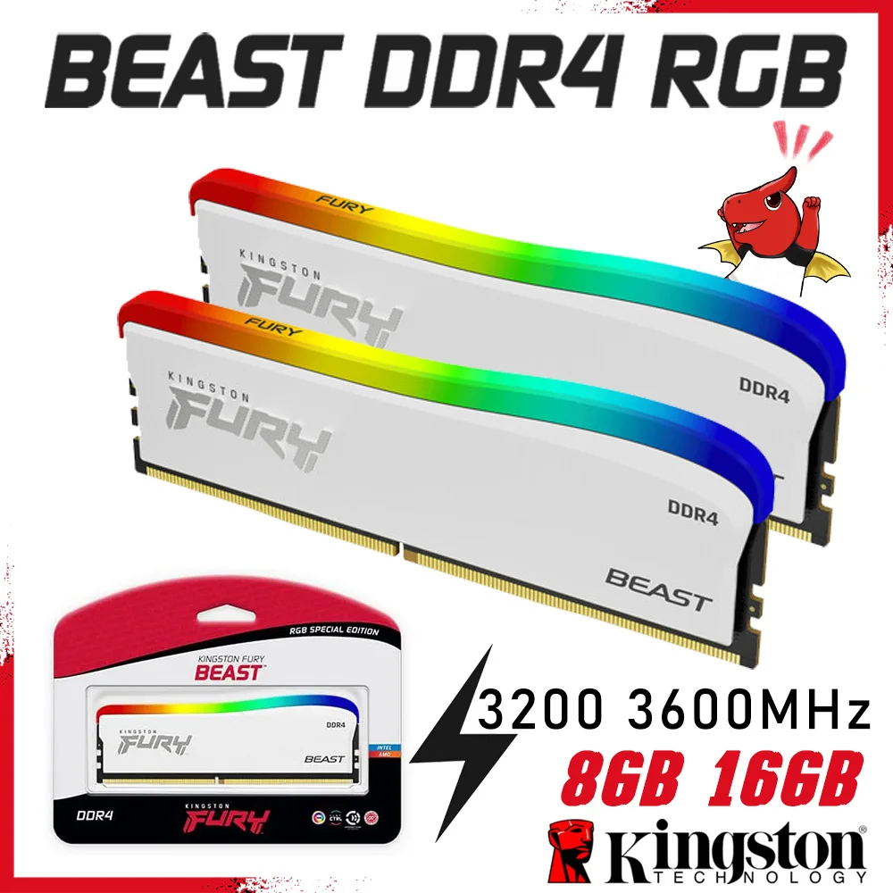 Оперативная память Kingston Fury Beast DDR4 3200 МГц 3600 МГц память 8 ГБ 16 ГБ 32 ГБ ОЗУ для компьютера до 3600MT/s память для настольного компьютера 1,35 в 288Pin Новинка