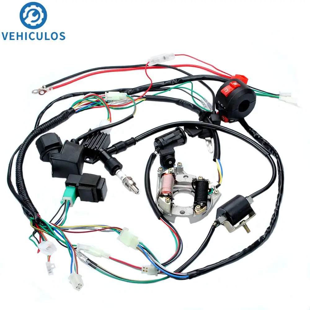 Mini ATV Complete Electric Wiring Harness Wire Loom CDI Stator Set For 50cc 70cc 90cc 110cc 125cc Chinese Electric start Quads