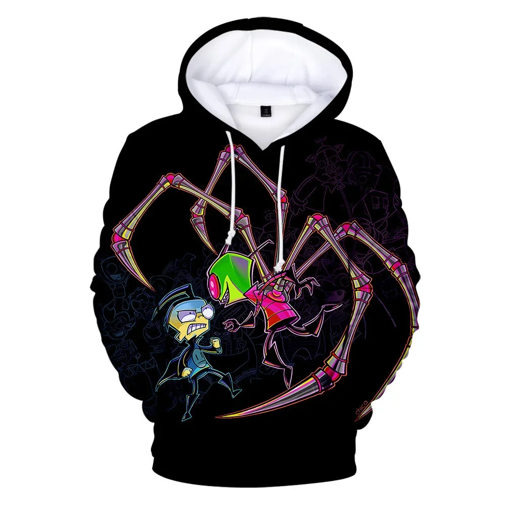 Anime Invader ZIM Cosplay Alien Gir Doom 3D Digital Print Hoodies Jacket Coat Hooded Pullovers Sweatshirts Halloween Costume