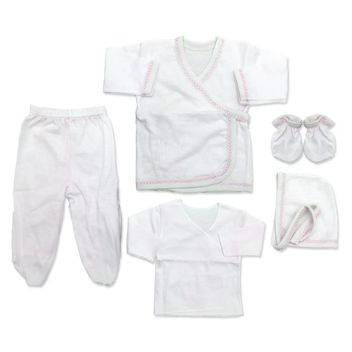 Newborn 5-piece baby doll Set-white pink