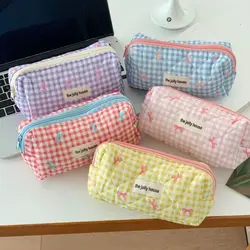 Bolsa de bolígrafo con lazo, bolsa de almacenamiento Floral creativa de gran capacidad, bolsa de cosméticos para estudiantes