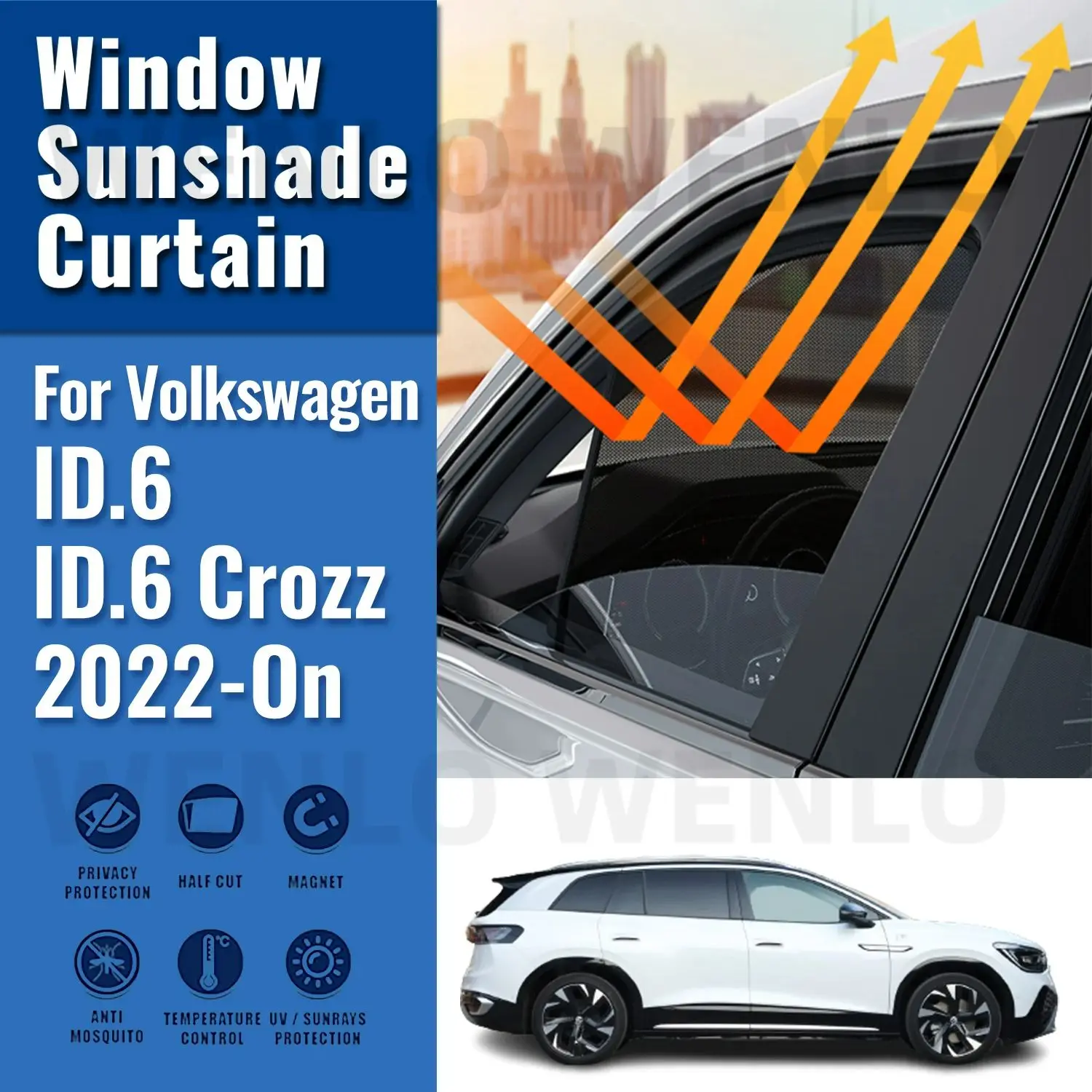 

For Volkswagen VW ID.6 ID6 Crozz 2022 2023 2024 Rear Side Window Sun Shade Car Sunshade Magnetic Front Windshield Mesh Curtain