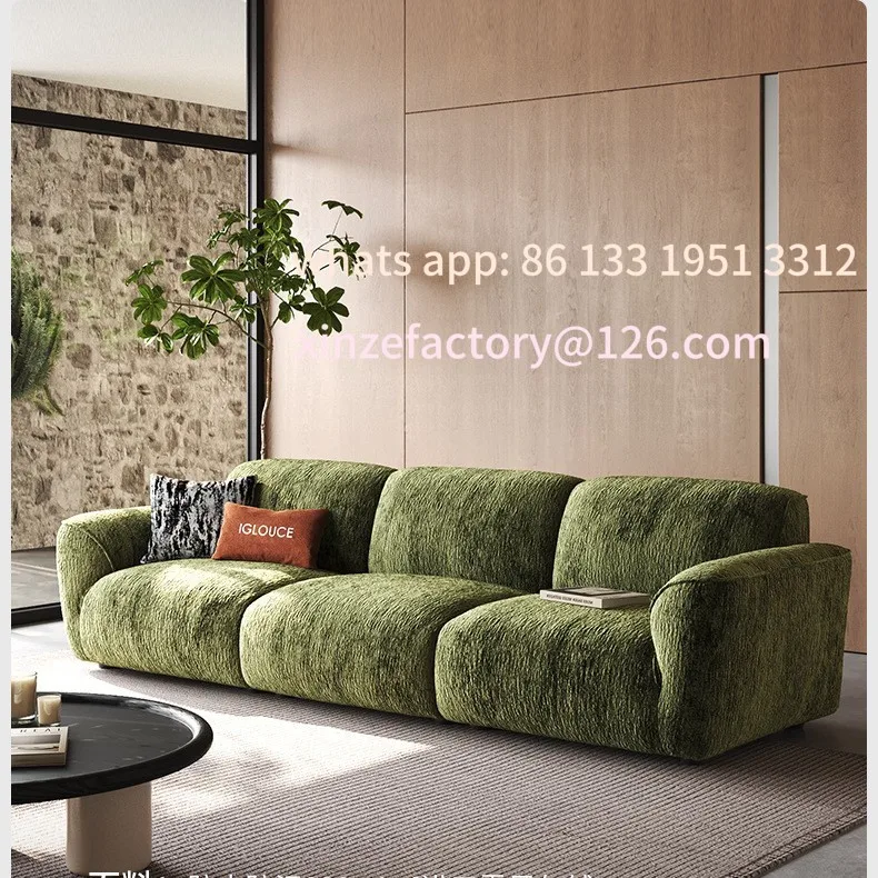 

Customizable French retro petal sofa size apartment living room tofu block straight row chenille black sofa