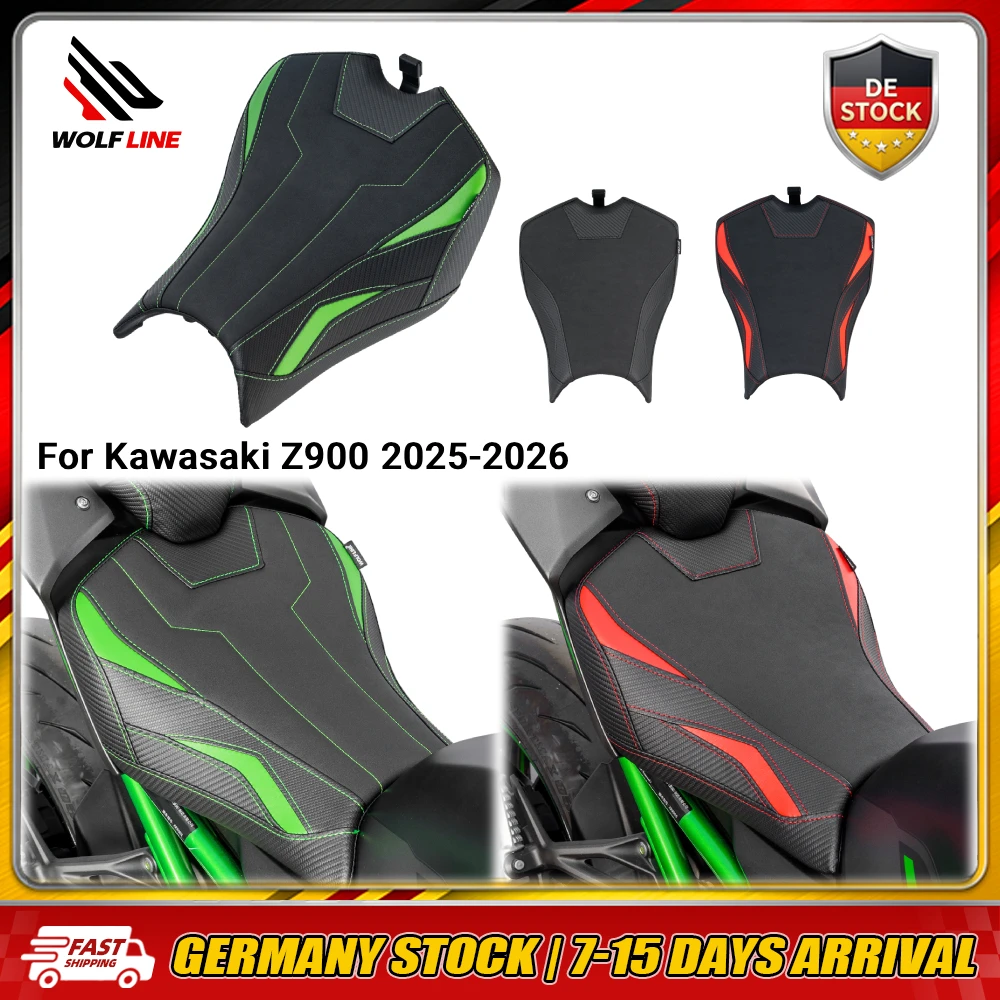 Cuscino Sella Anteriore WOLFLINE per Kawasaki Z900 2025-2026, per Conducente e Passeggero, Ideale per Pendolarismo Quotidiano, Guida su Pista e Viaggi a Lunga Distanza