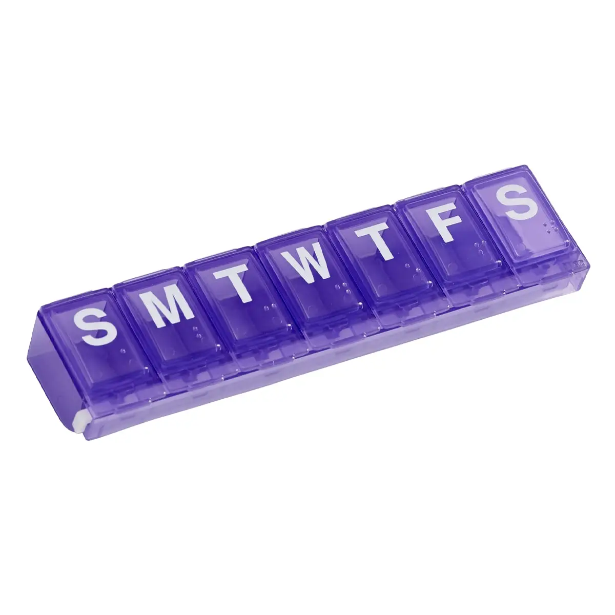 

Weekly Pill Organizer with Secure Locking Compartments, Large Capacity for Medications & Vitamins, Easy Access, BPA-Free, Purple