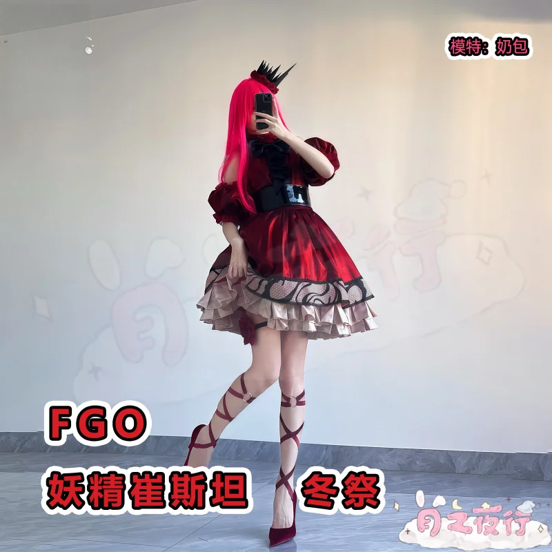 2026 new Baobhan Sith Fairy Knight Tristan FGO Cosplay Costume Fate/Grand Order Halloween red Lolita crown Winter Festival Dress view 4