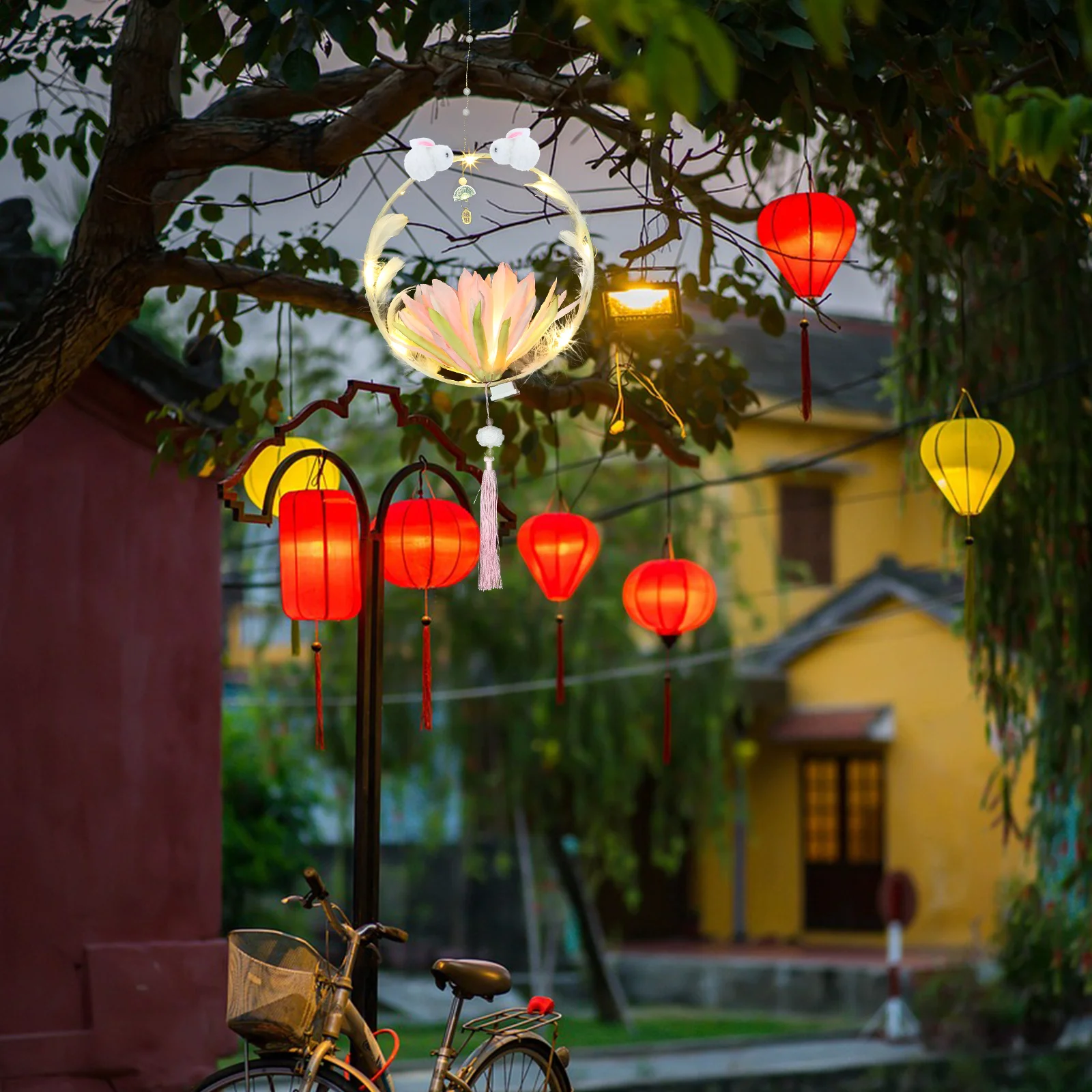 Jade coelho lanterna diy kit portátil leve seguro para crianças atividade criativa luminosa festa visual decoração de ano novo