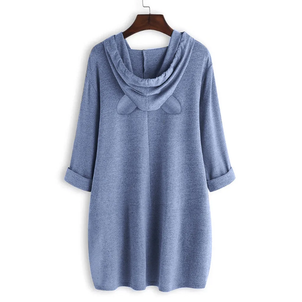 Spring Autumn New Hoodie Pullover Three-quarter Sleeve Sweater Loose Casual Plus Size Tops Knitted Hoodies