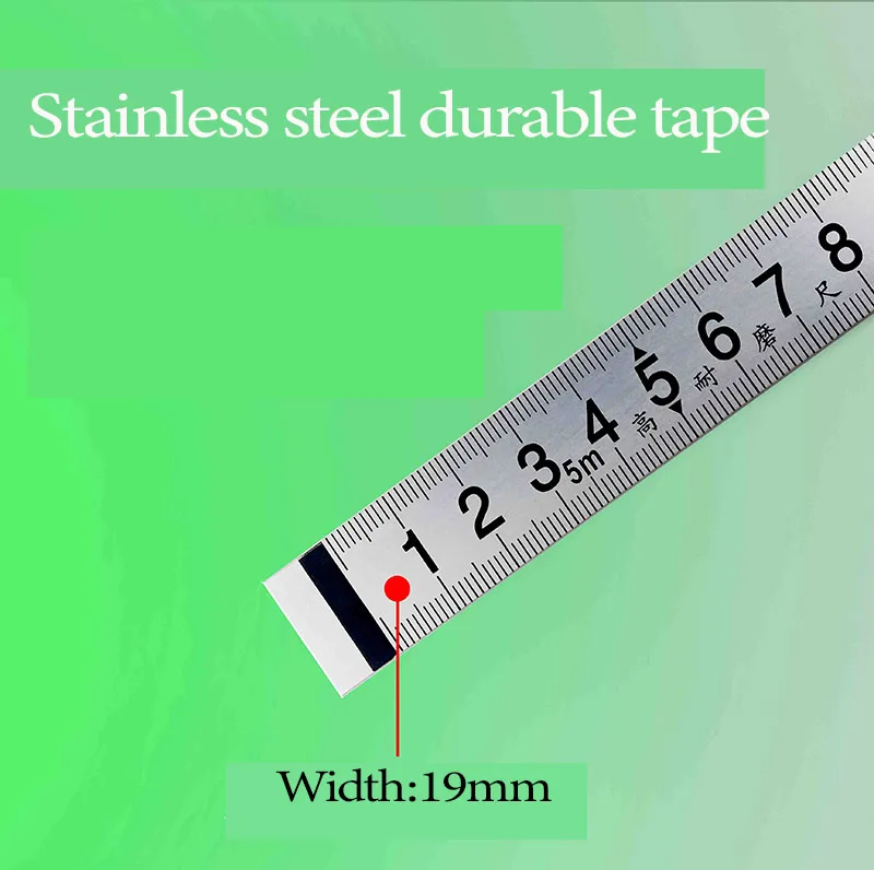 19mm Width Rust-Proof Durable Wear-Resistan Ruler 1-5m Stainless Steel Miter Track Tape Measure Self Adhesive Metric Scale Ruler