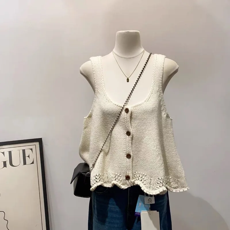 

Spring Autumn Sweet Layering Knit Vests Strapless Tops Tank Tops Women New Sweaters Vest Jumper Y2k Clothes Sleeveless Tops