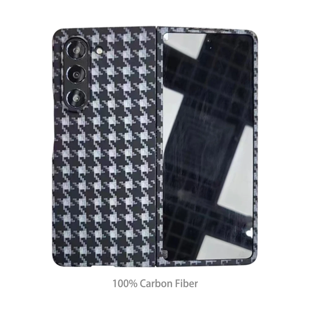 

New Thousand Bird Carbon Fiber Mobile Phone Case for Samsung Galaxy Z Fold5 4 3 Luxury Trendy Fold-over Shatter-Resistant Shell