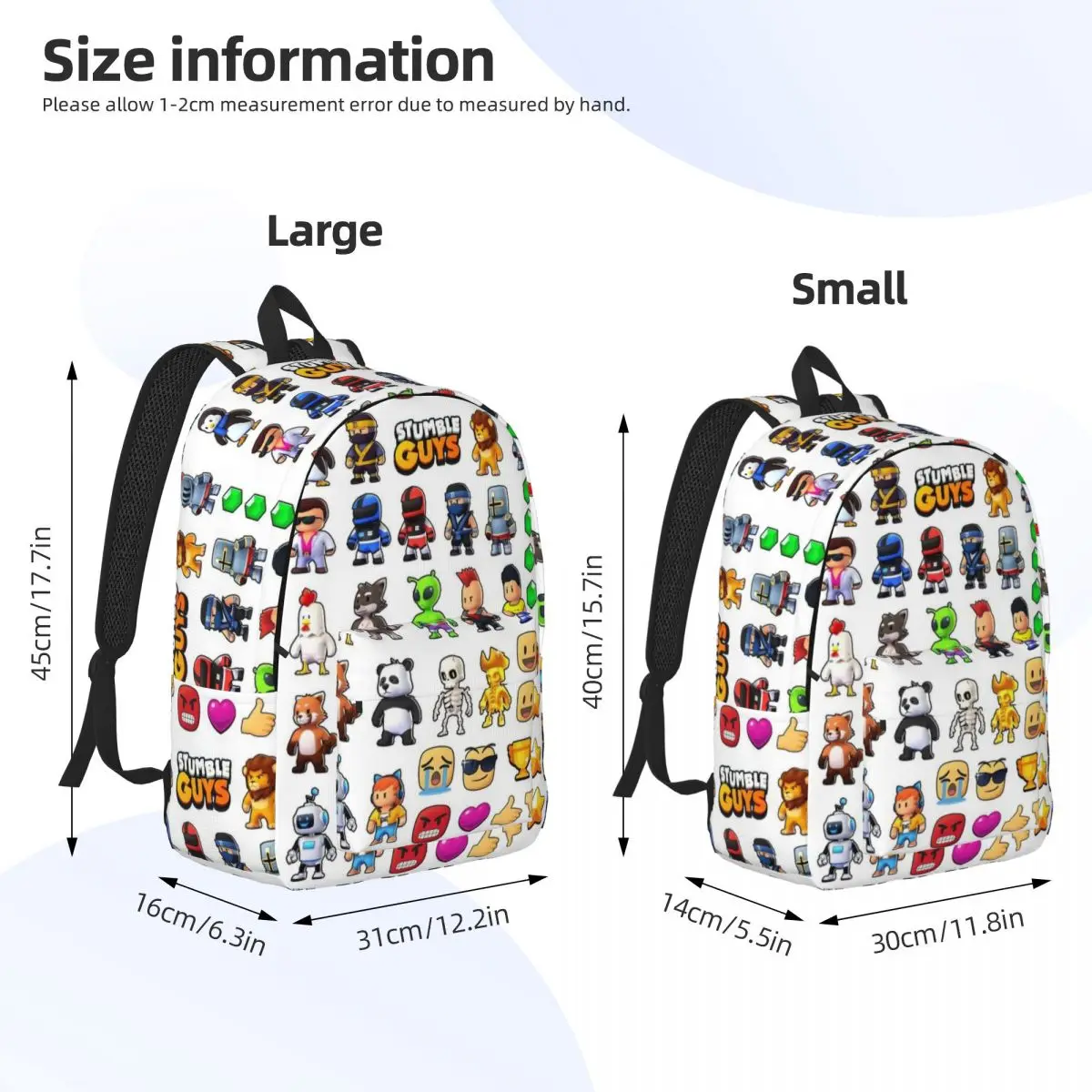 Stumble Guys Game for Teens Student School Bookbag Canvas Daypack Elementary High College Travel