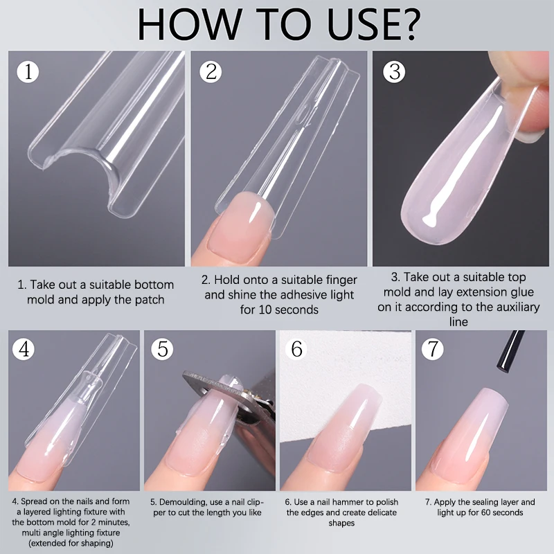 Sandwich formas de uñas duales 240 Uds 15 tamaños extensiones rápidas-formas duales sin formas de papel necesarias formas de manicura elipse 3D herramienta de Arte de uñas