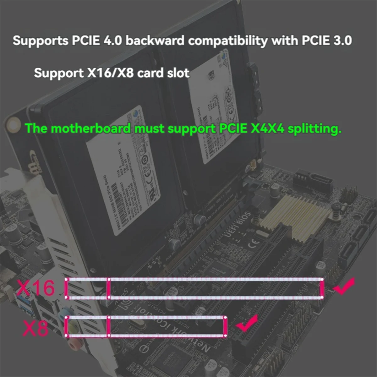 

Карта адаптера U.2 Dual-Disk SFF8639 U.2 NVME и SATA 2,5-дюймовый жесткий диск с раздельным картой PCIE4.0