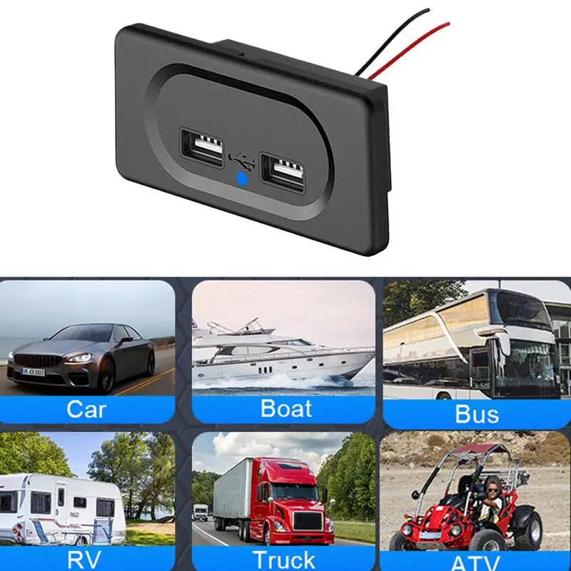 RV USB Outlet Wall Mount Wall Socket With USB Ports RV Panel Outlet With 2 Charging Ports Easy Install Car Powering Outlet Bus