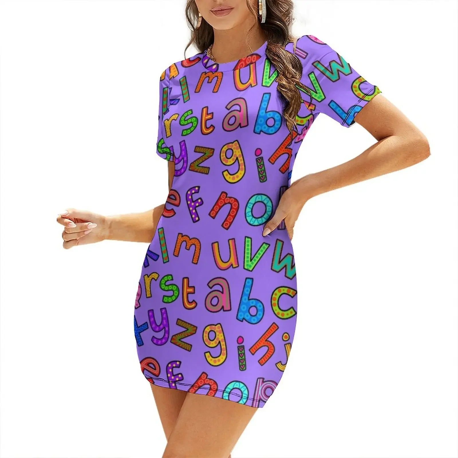 

Doodle Alphabet Letters Short-Sleeved Dress sexy short dresses daring summer dress for women 2026