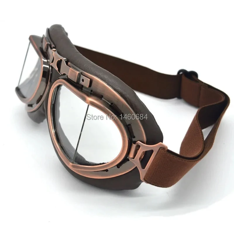 New Vintage Leather Motorcycle Goggles Pilot Motorbike Retro Jet Helmet Eyewear  Glasses