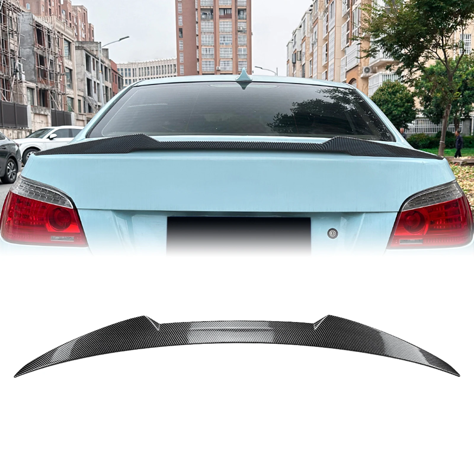 

Rear Trunk Lid Spoiler Wing Lip For BMW 5 Series E60 M4 Sedan 2004-2010 4 Door Carbon Fiber Look/Gloss Black Tailgate Splitter