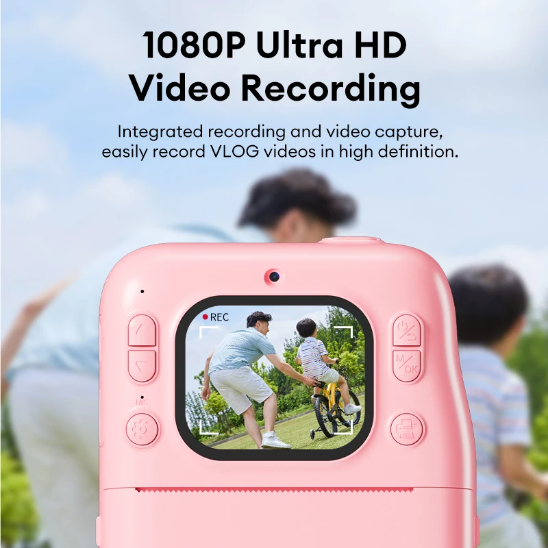 Aparat fotograficzny Lenovo z funkcją drukowania, aparat natychmiastowy dla dzieci, 32GB, aparat cyfrowy 1080P z funkcją drukowania zdjęć, prezent dla dzieci na Boże Narodzenie, urodziny, model DY34