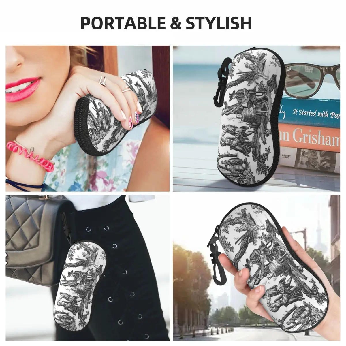 ヴィンテージフレンチトワルドジュイモチーフシェルメガネケース保護サングラスボックス女性男性ソフト眼鏡バッグポーチ