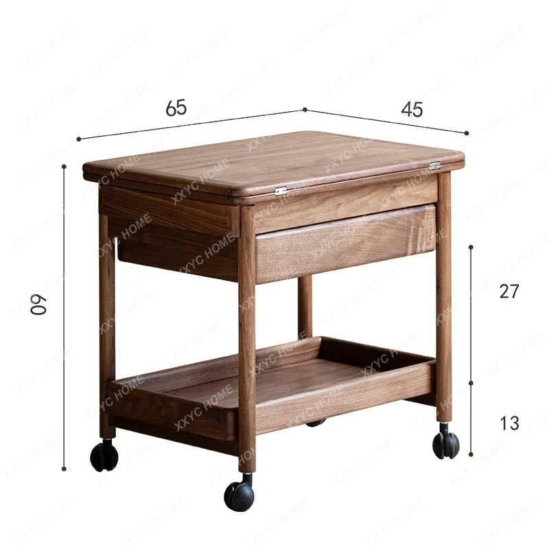 Modern Minimalist Cream Style Coffee Table Small Apartment Living Room Home Mobile Solid Wood Folding Side Table