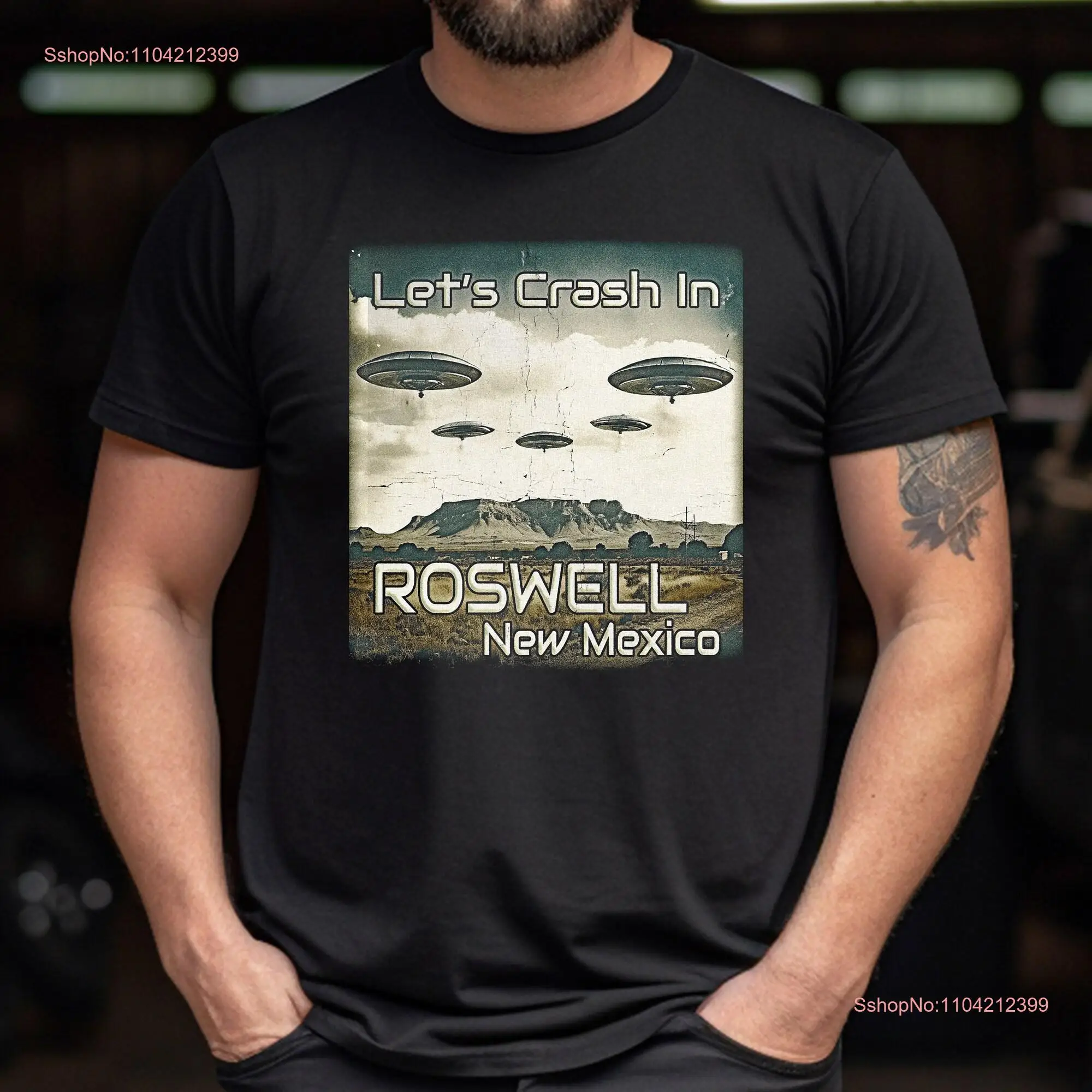 UFO Flying Saucer T Shirt Let's Crash In Roswell New Mexico Alien Spaceship for Men and Women Area 51