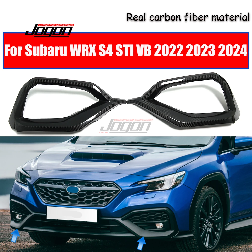 2PCS For Subaru WRX S4 STI VB 2022 2023 2024 Carbon Exterior Car Front Bumper Fog Light Frame Cover Stickers Trim Accessories