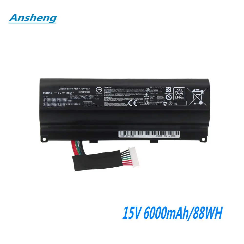 

High Quality A42N1403 Laptop Battery For Asus ROG G751 G751JY G751JM G751JT GFX71JY GFX71JT Series A42LM9H A42LM93 4ICR19/66-2