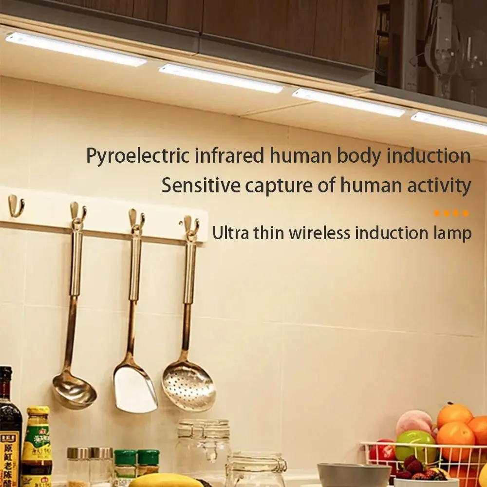 Night Light Motion Sensor Lamp USB Rechargeable LED Wireless Cabinet Light For Cabinet Bedroom Wardrobe Interior Night Lights